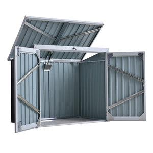 Garden bin shed with lockable doors and lid, black