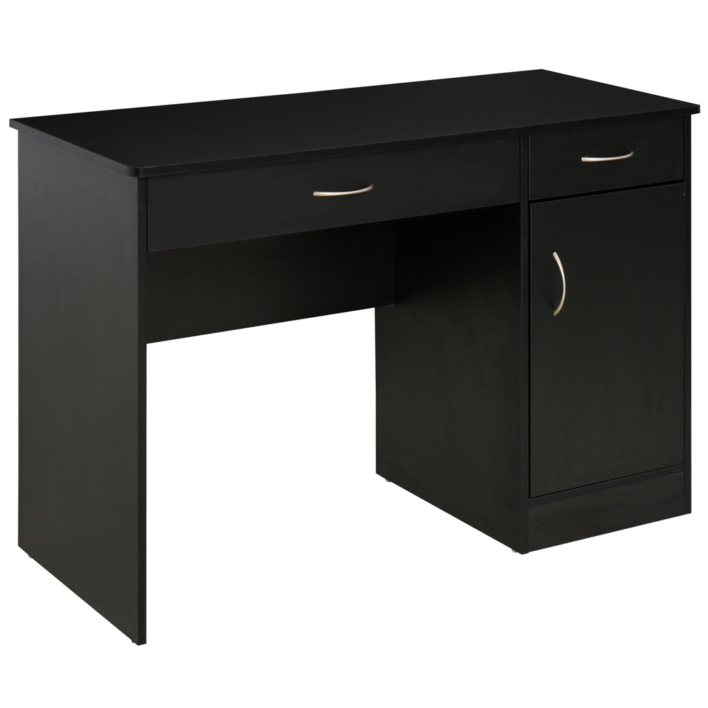 Computer Desk with Storage Drawers, Cabinet and Adjustable Shelf, Black