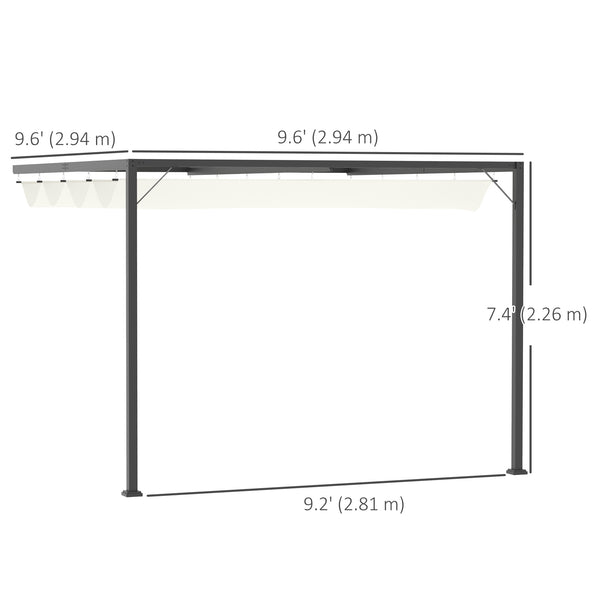 10 x 10 pergola with retractable awning, cream white