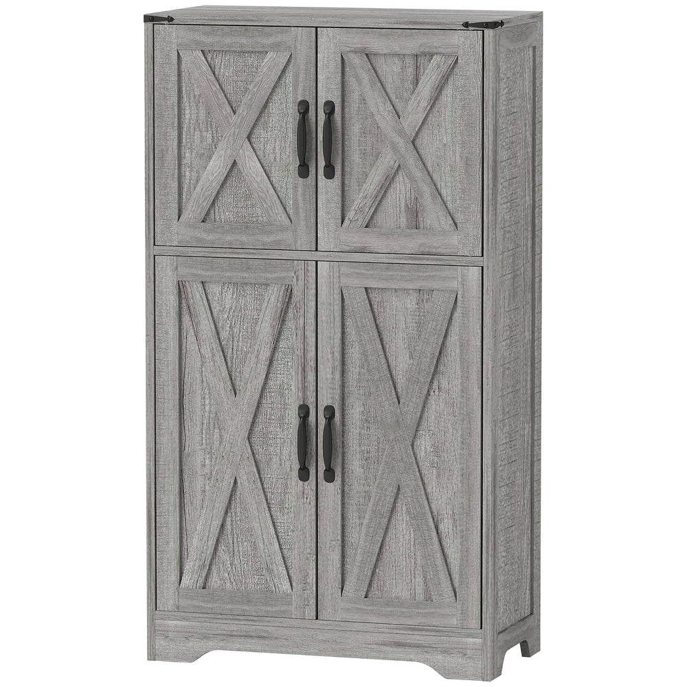 Farmhouse Kitchen Pantry with Adjustable Shelves, Gray