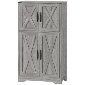 Farmhouse Kitchen Pantry with Adjustable Shelves, Gray