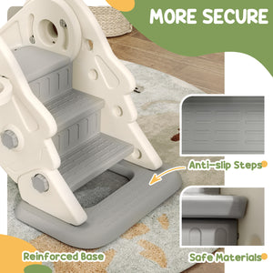 3-in-1 Foldable Toddler Slide Cream White