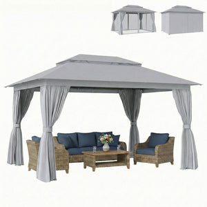 10 x 13 ft. Gazebo, double roof with UPF50+ protection, grey