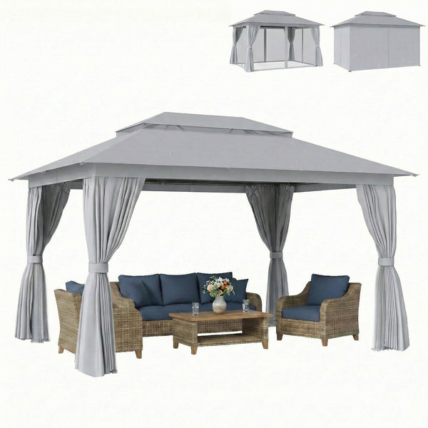 10 x 13 ft. Gazebo, double roof with UPF50+ protection, grey