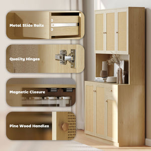 Bohemian style kitchen sideboard with microwave worktop