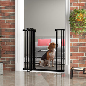 Extra Tall Dog Gate with Door, Black