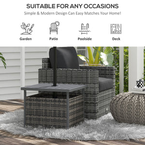 Wicker patio coffee table with parasol hole - Heather Grey
