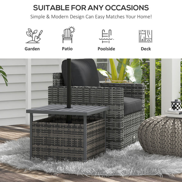 Wicker patio coffee table with parasol hole - Heather Grey