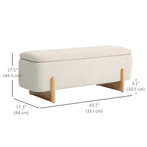 Ottoman bench with storage and cushioned seat – Cream white