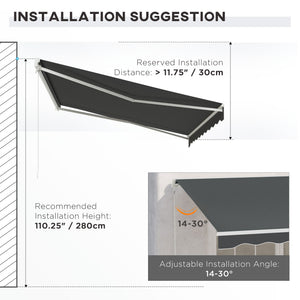 9.8 x 11.8 ft retractable electric awning with remote control, grey 