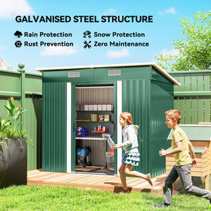 Metal garden shed, 2.13 m x 1.22 m, lockable, green.