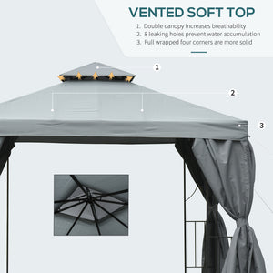 10 x 10 gazebo with double-pitched roof and side walls, dark grey