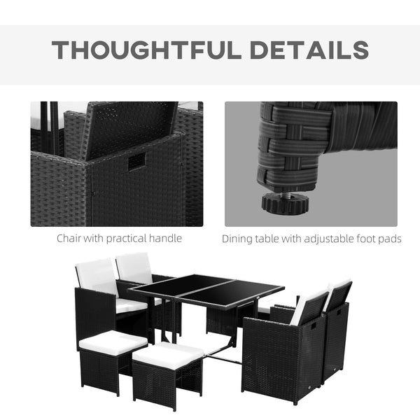 9-piece outdoor dining set in woven resin, white