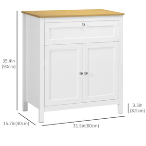 Sideboard with drawer, double-door cabinet and adjustable shelf, white.