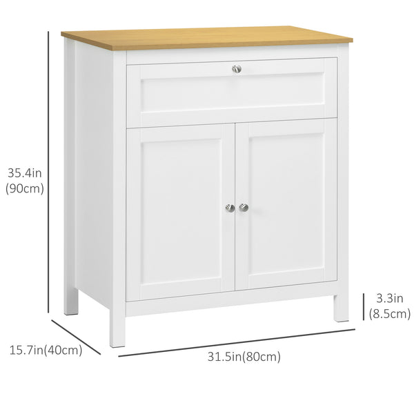 Sideboard with drawer, double-door cabinet and adjustable shelf, white.