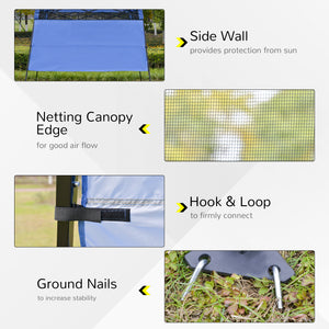 7 x 7 Folding Garden Canopy with Backpack and Adjustable Feet, Blue and Black