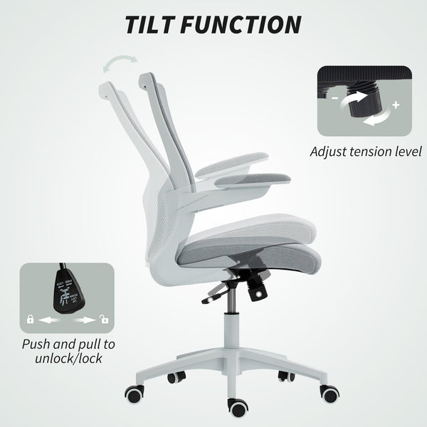 Ergonomic office chair with lumbar support, grey