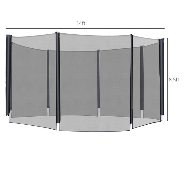 Soozier 14 FT Trampoline Net Enclosure Trampolining Bounce Safety Accessories w/ 8 Poles Net Enclosure Only, Black