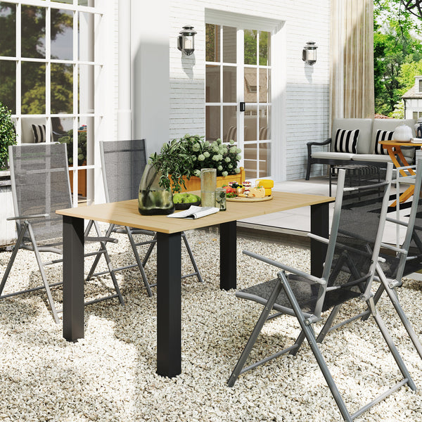 Outdoor patio table with parasol hole, brown