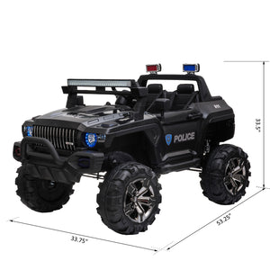 12V 2-seater police truck with parental remote control, black