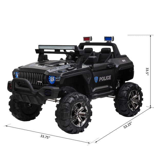 12V 2-seater police truck with parental remote control, black
