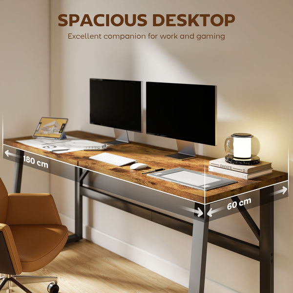 180cm computer desk with adjustable legs, modern style, brown