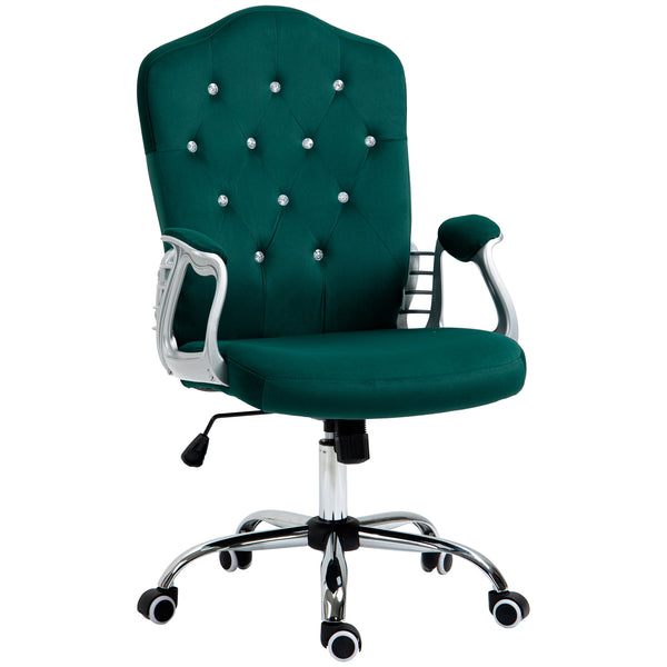 Green velvet office chair.