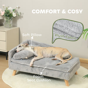 Medium Dog Sofa Bed with Cushion, Pillow, Removable and Washable Cover, Light Grey