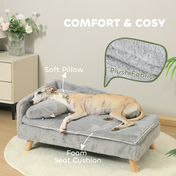 Medium Dog Sofa Bed with Cushion, Pillow, Removable and Washable Cover, Light Grey