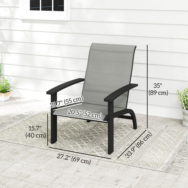 Set of 2 Outdoor Adirondack Muskoka Chairs with Aluminum Frame, Mesh Seat and High Back for Garden and Patio, Dark Gray