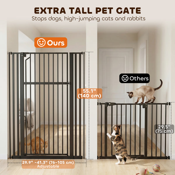 55-inch tall pet gate, adjustable width, black