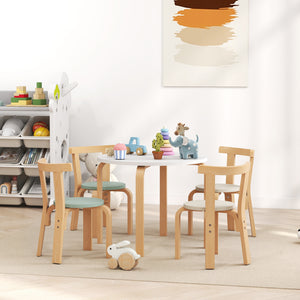 Children's wooden table and chairs set, green