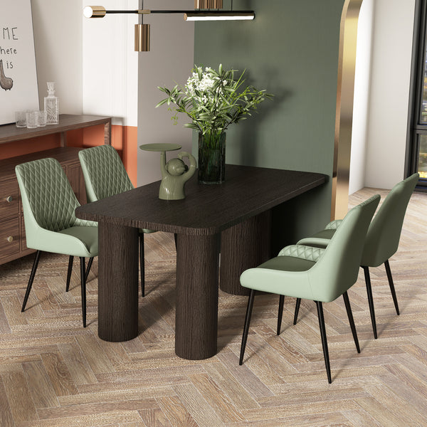 Set of 2 green upholstered kitchen chairs