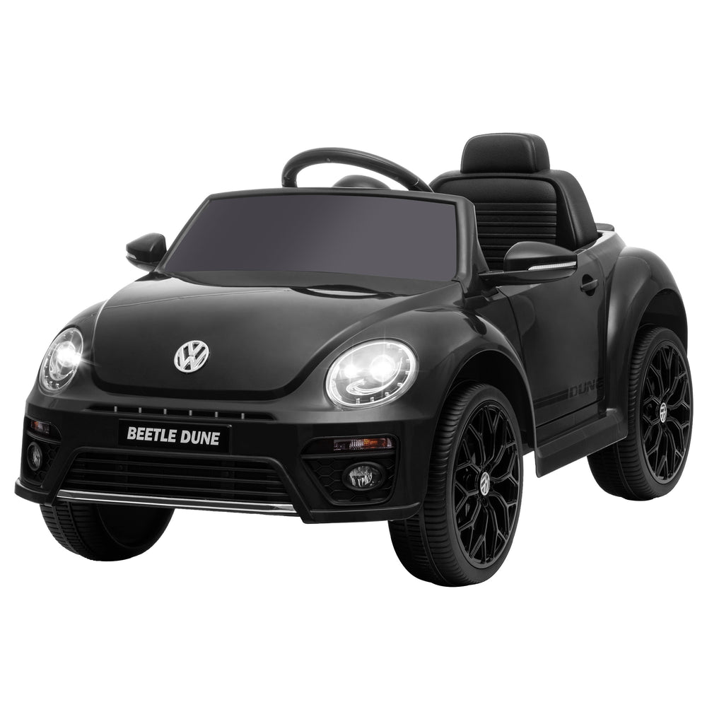 Voiture électrique 12 V pour enfants, modèle Volkswagen Beetle sous licence, avec télécommande parentale, coloris noir
