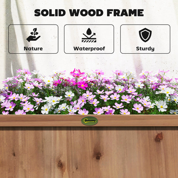 Raised planter with arched trellis, dark brown wood