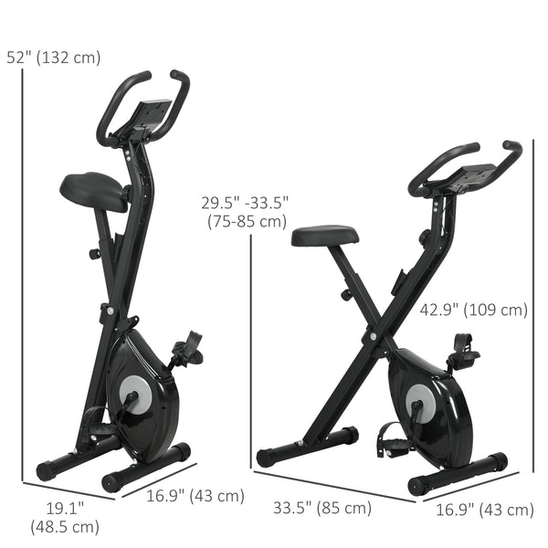 Foldable Exercise Bike with 8-Level Magnetic Resistance, LCD Display, Black