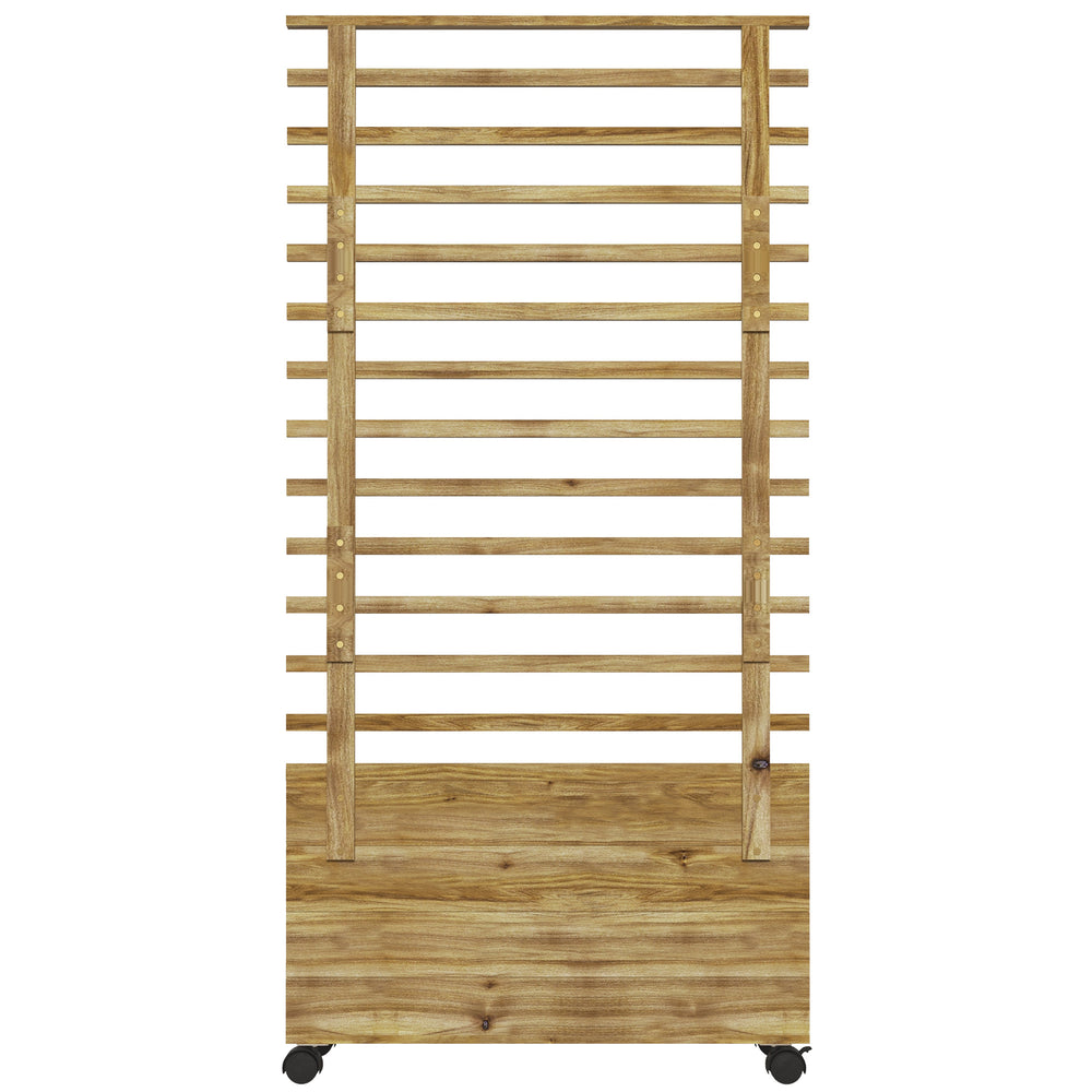 Wooden planter with trellis and 4 wheels