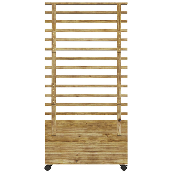 Wooden planter with trellis and 4 wheels