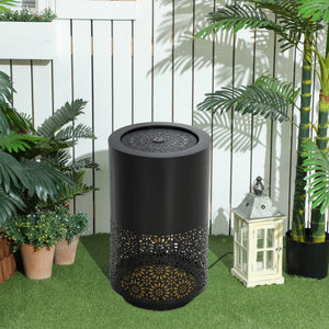 Garden Waterfall Fountain with LED Lights, Adjustable Flow Outdoor Fountain, Black