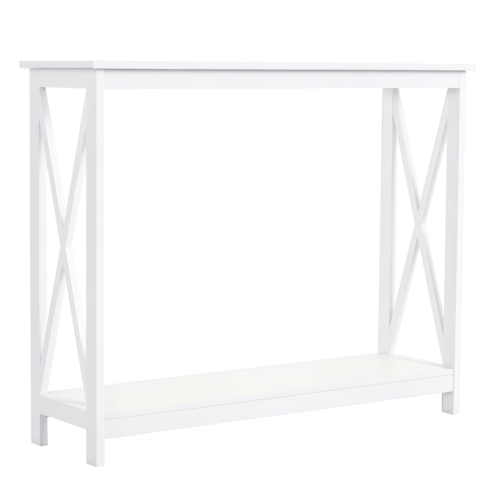 2-Tier Narrow Entryway Console Table with Storage Shelf, White