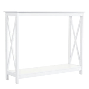 2-Tier Narrow Entryway Console Table with Storage Shelf, White