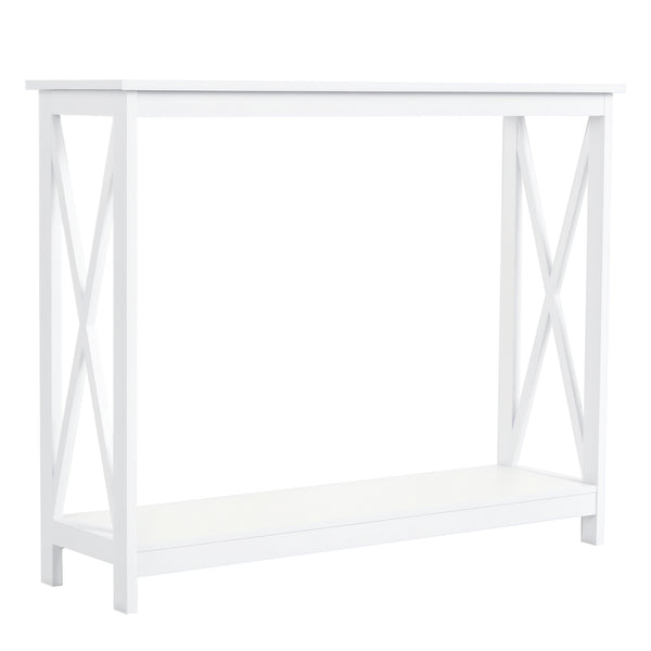 2-Tier Narrow Entryway Console Table with Storage Shelf, White