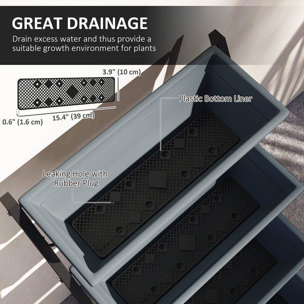 5-Tier Raised Plant Stand with Drainage Holes, Grey