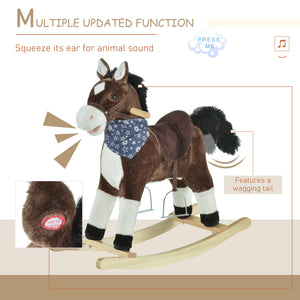 Cowboy Style Rocking Horse with Realistic and Fun Sounds, Brown