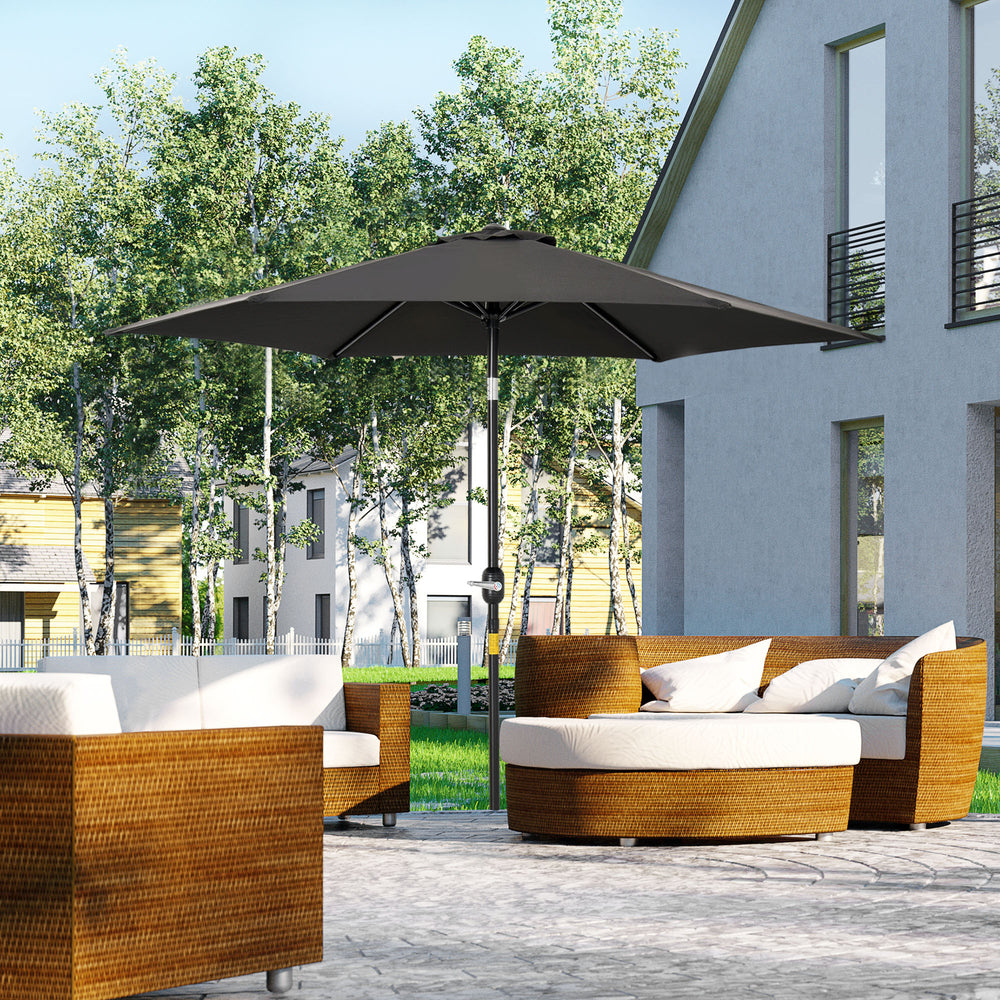 8.5-foot round parasol with crank and tilting canopy, black 