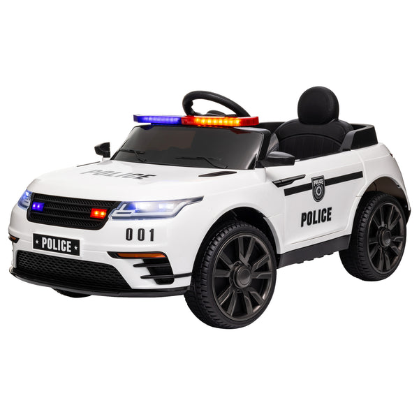 12V Electric Police Car with Remote Control, White