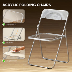 Set of 4 transparent acrylic folding chairs