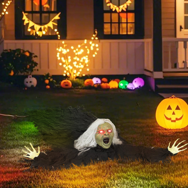 72-inch Life-Size Animated Crawling Zombie with Light-Up LED Eyes