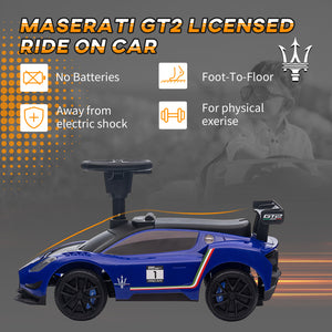 Maserati GT2 Toddler Car with Storage, Music, Horn, Blue