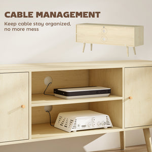 TV stand for up to 55-inch TVs with storage shelves and wooden legs